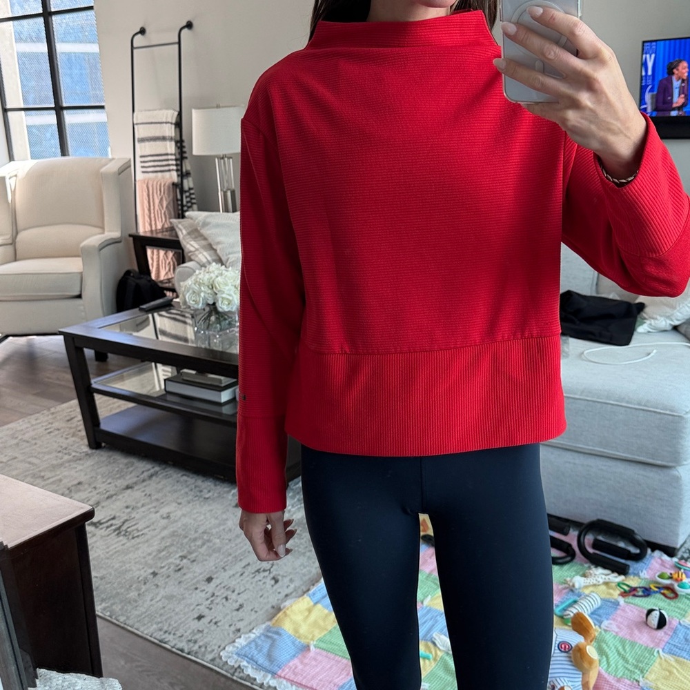 Bright Red Nike Ribbed Mock Neck Top